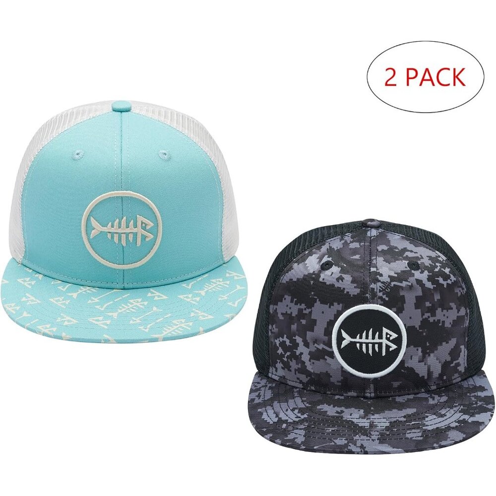 Flat Brim Trucker Cap Mesh Back Adjustable Snapback Hat for Men Women - Picture 2 of 5